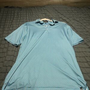 Elegant Teal Patterned Polo Shirt